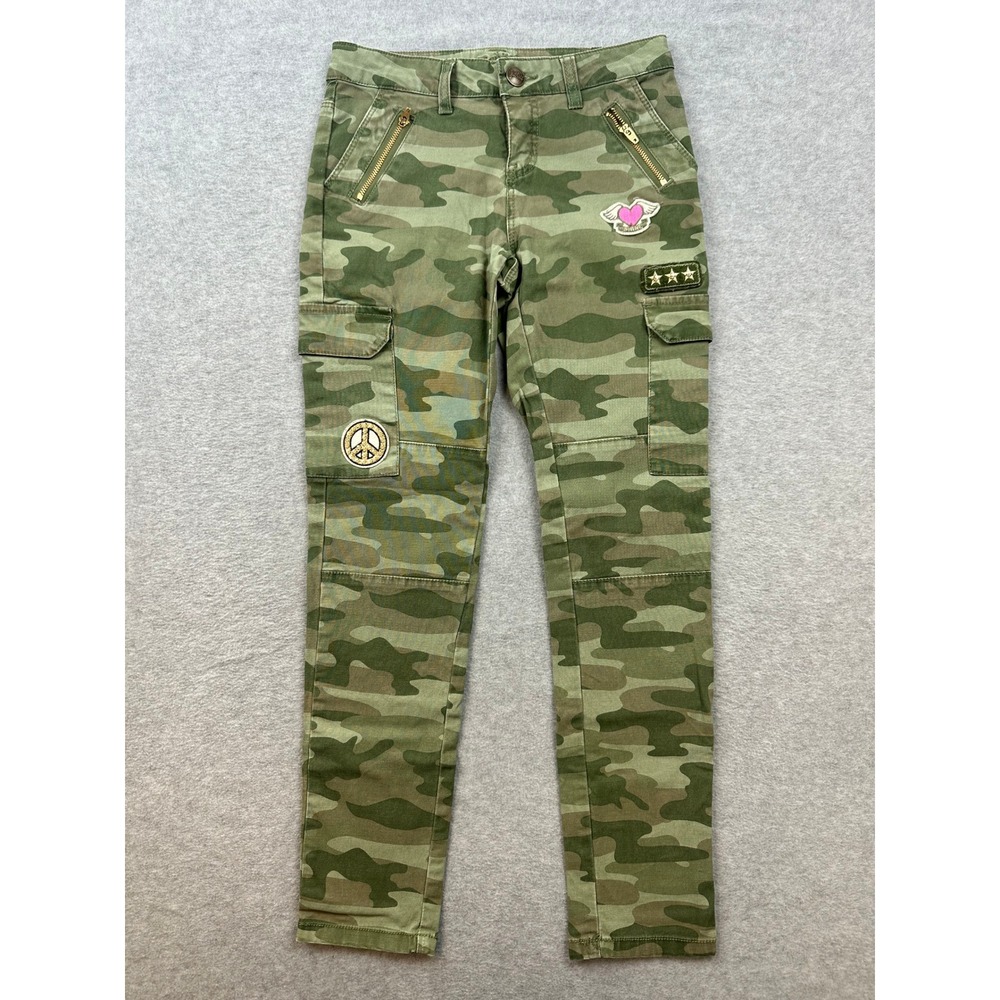 Justice Girls Camo Cargo Pants Super Skinny Low Rise Green Camouflage Size 10